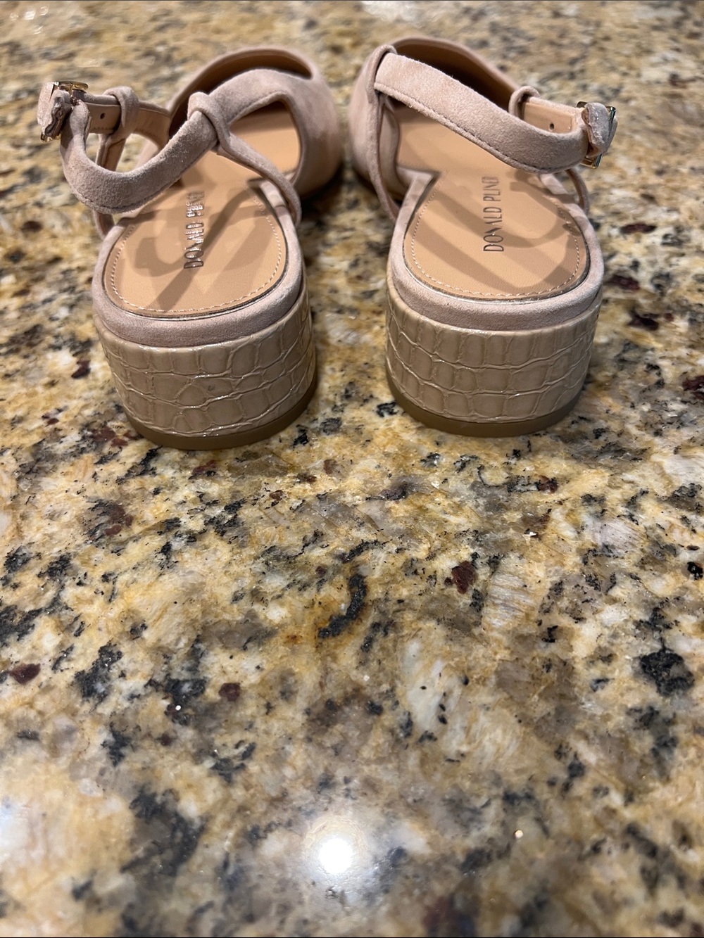 Donald J. Pliner Suede Slingback Flats with Croc-Toe Cap - Picture 3 of 10
